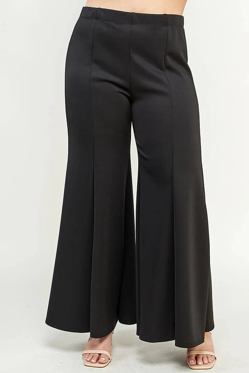 Midnight, Wide Leg Seam Front Plus Size Palazzo Pants