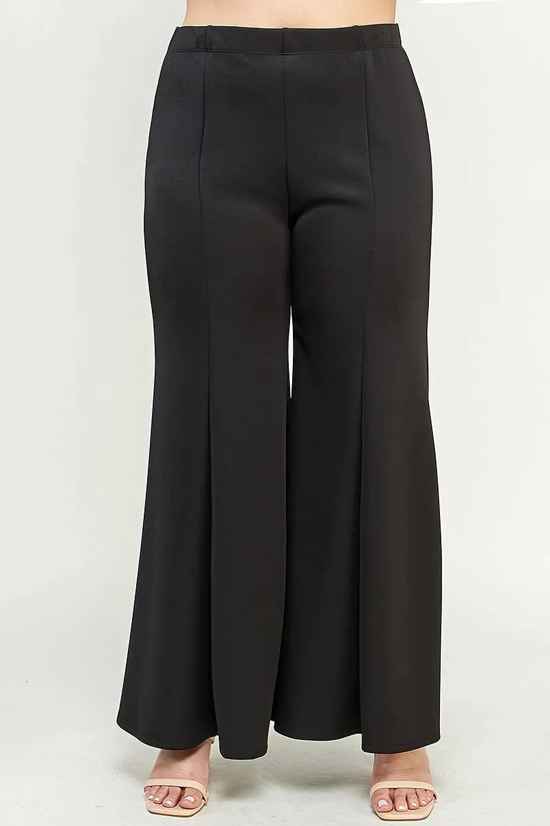 Midnight, Wide Leg Seam Front Plus Size Palazzo Pants