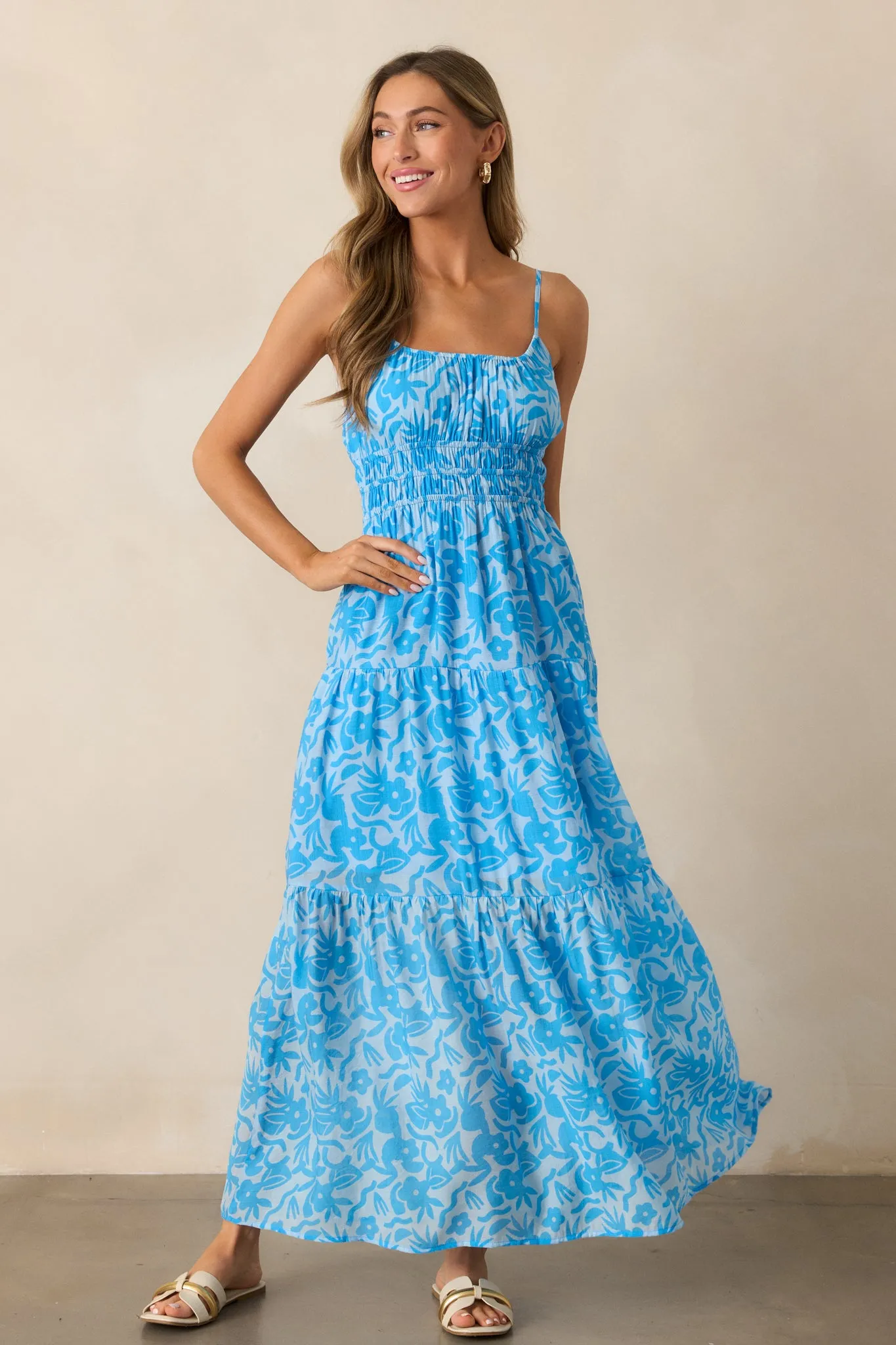 MINKPINK Enza Blue Floral Maxi Dress