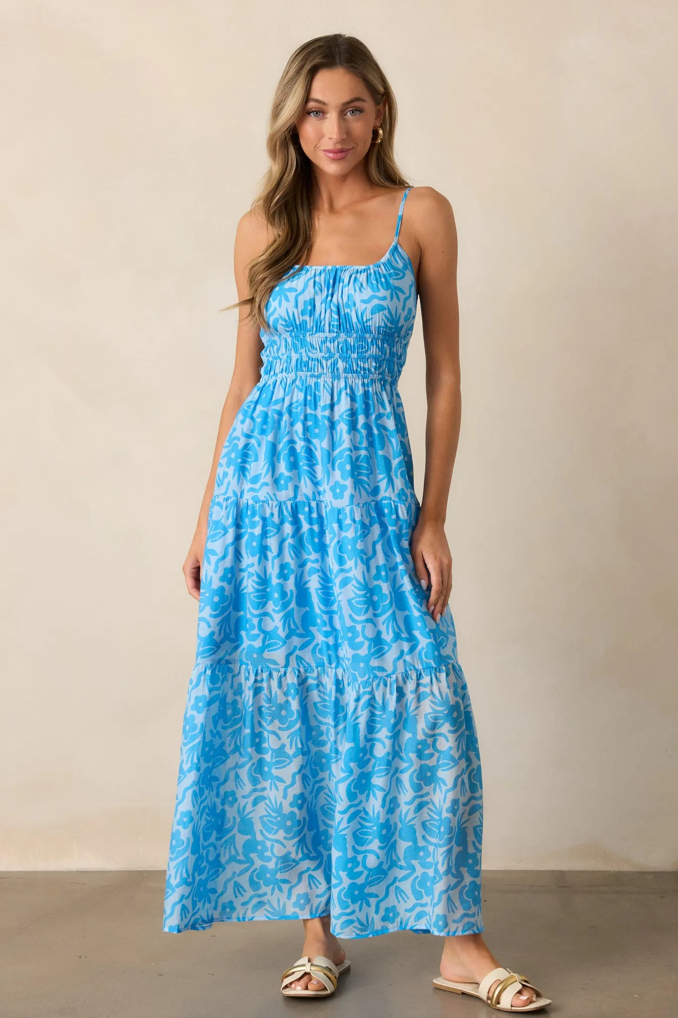 MINKPINK Enza Blue Floral Maxi Dress