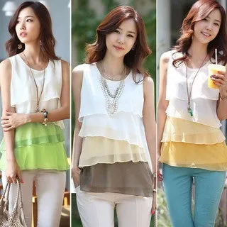 Multi-layered Sleeveless Chiffon Tank Top