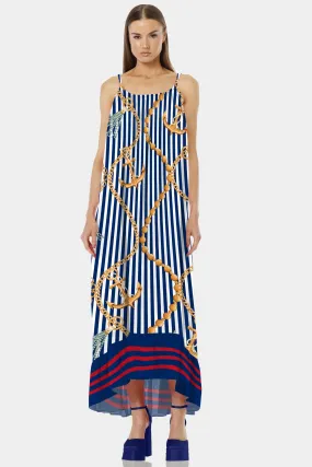 Nautical Stripes Long Western Dresses