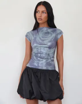 Novaria Top in Sequin Abstract Rose Grey