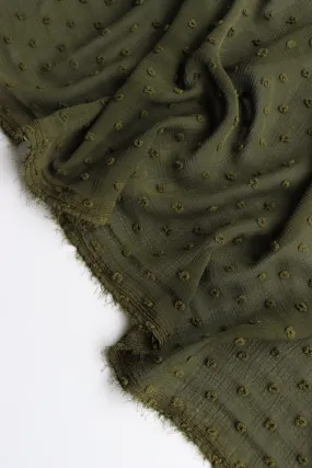 Olive Waffle Swiss Dot Chiffon