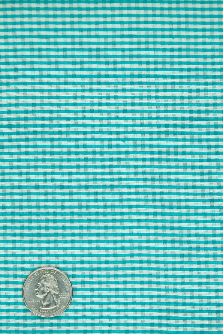 Peacock Blue Gingham Shantung 605 Fabric