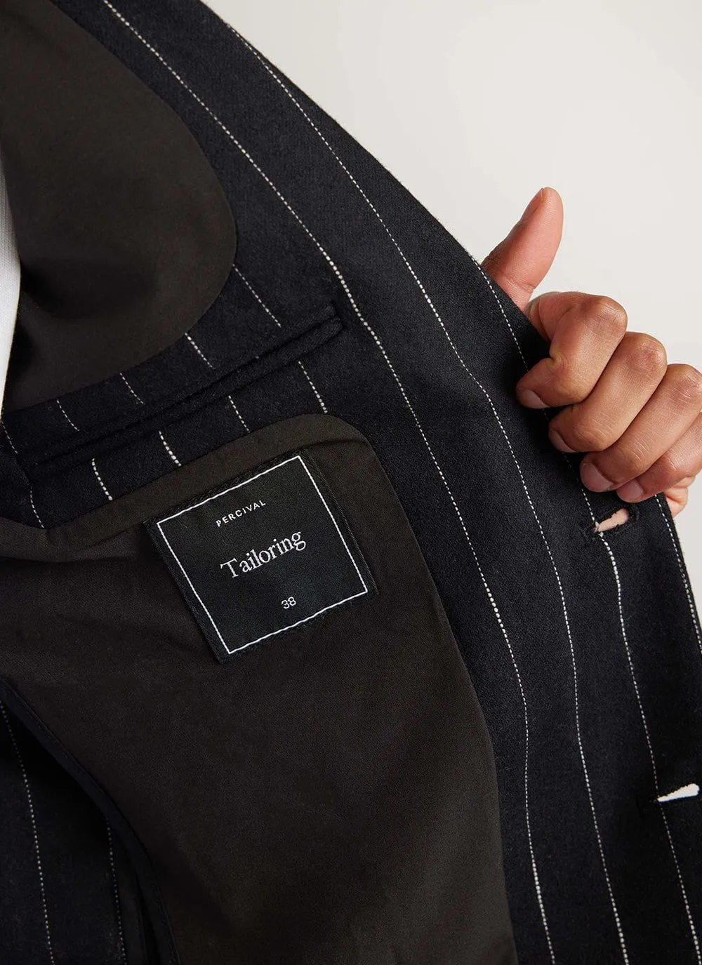 Pinstripe Tailored Blazer | Wool | Black