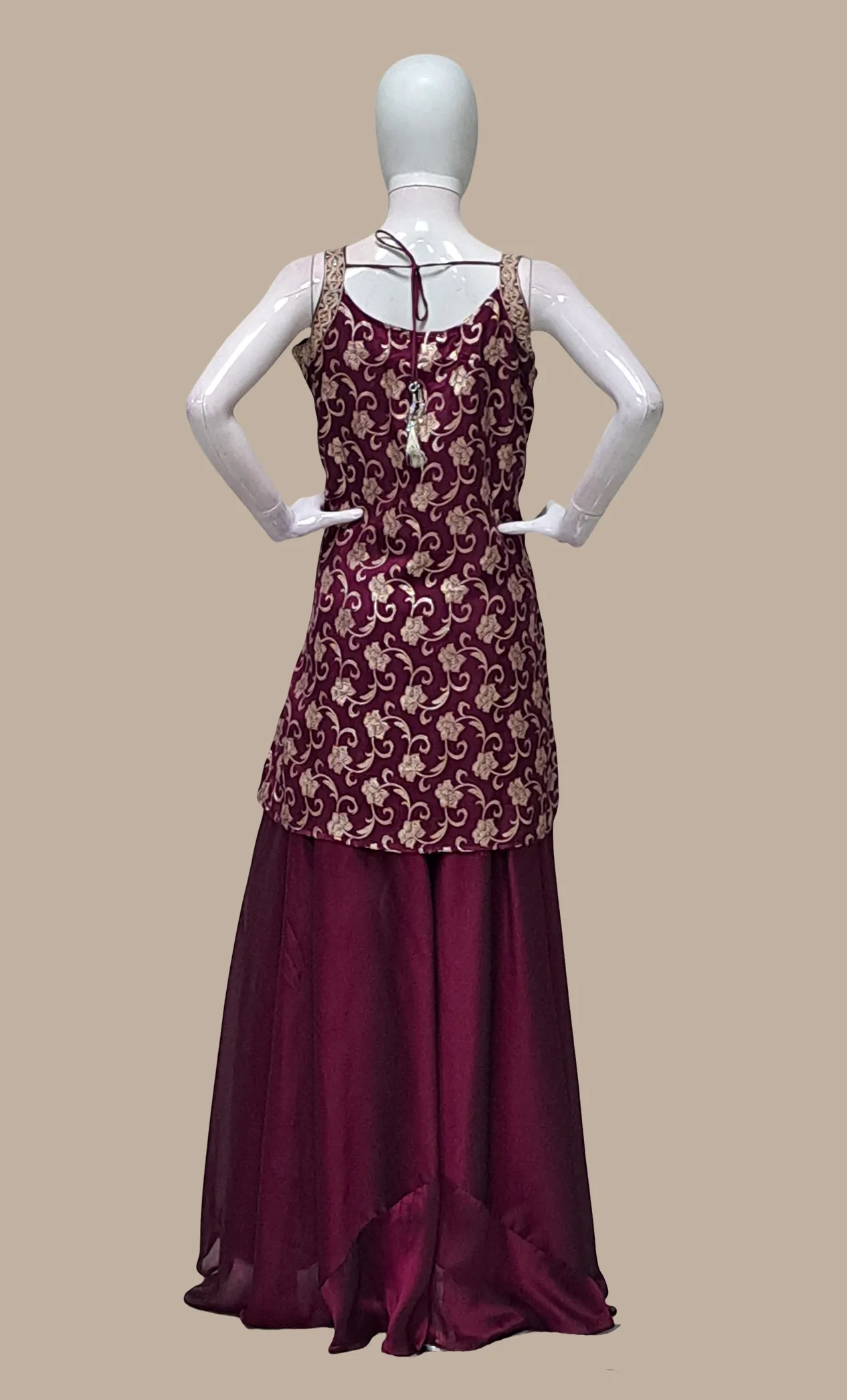 Plum Embroidered Palazzo Set