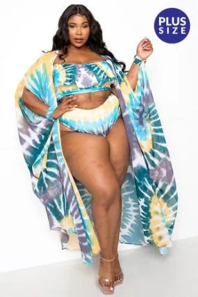 Plus Size Swim Set with Chiffon Coverup