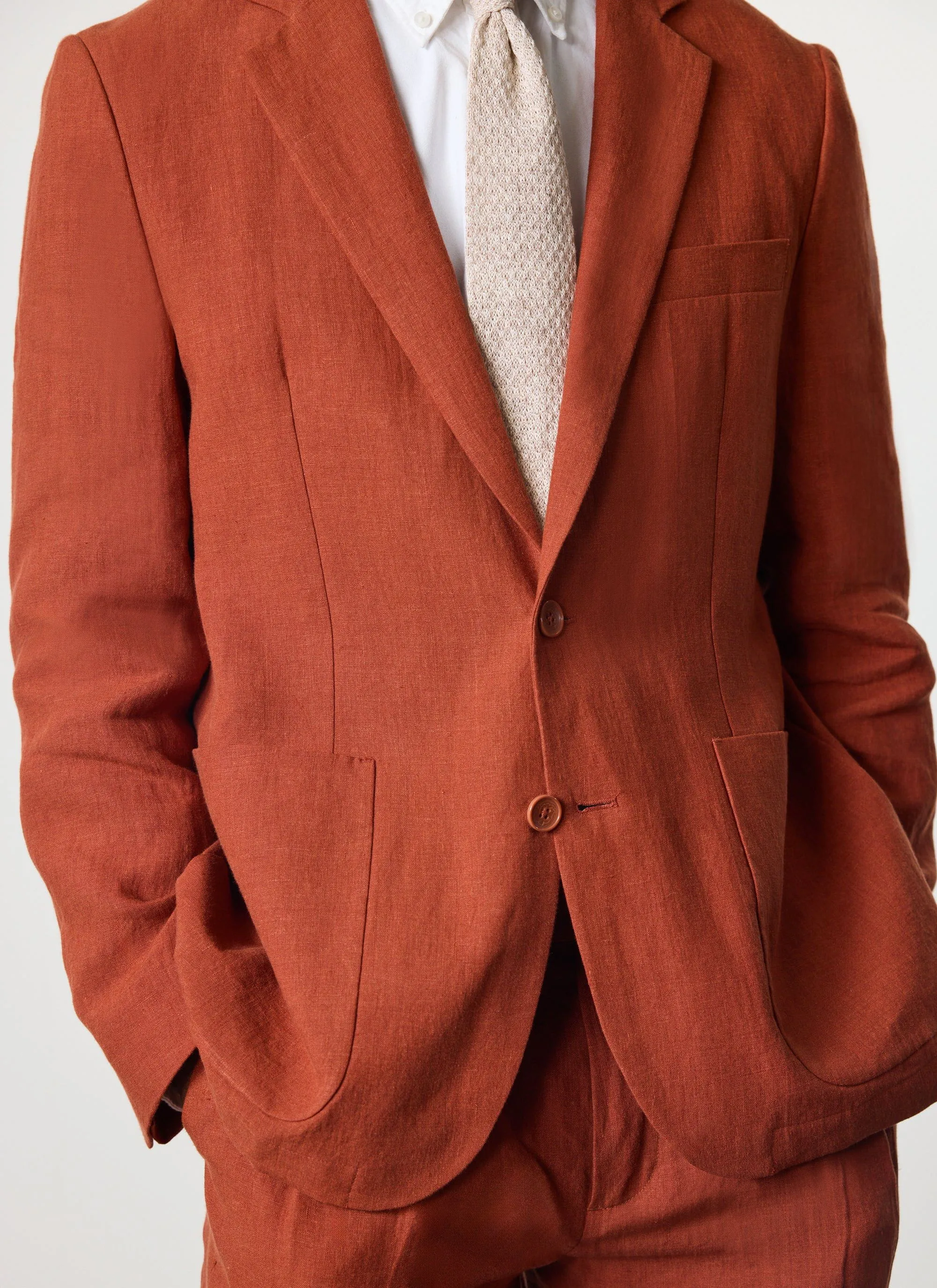 Relaxed Tailored Linen Blazer | Rust