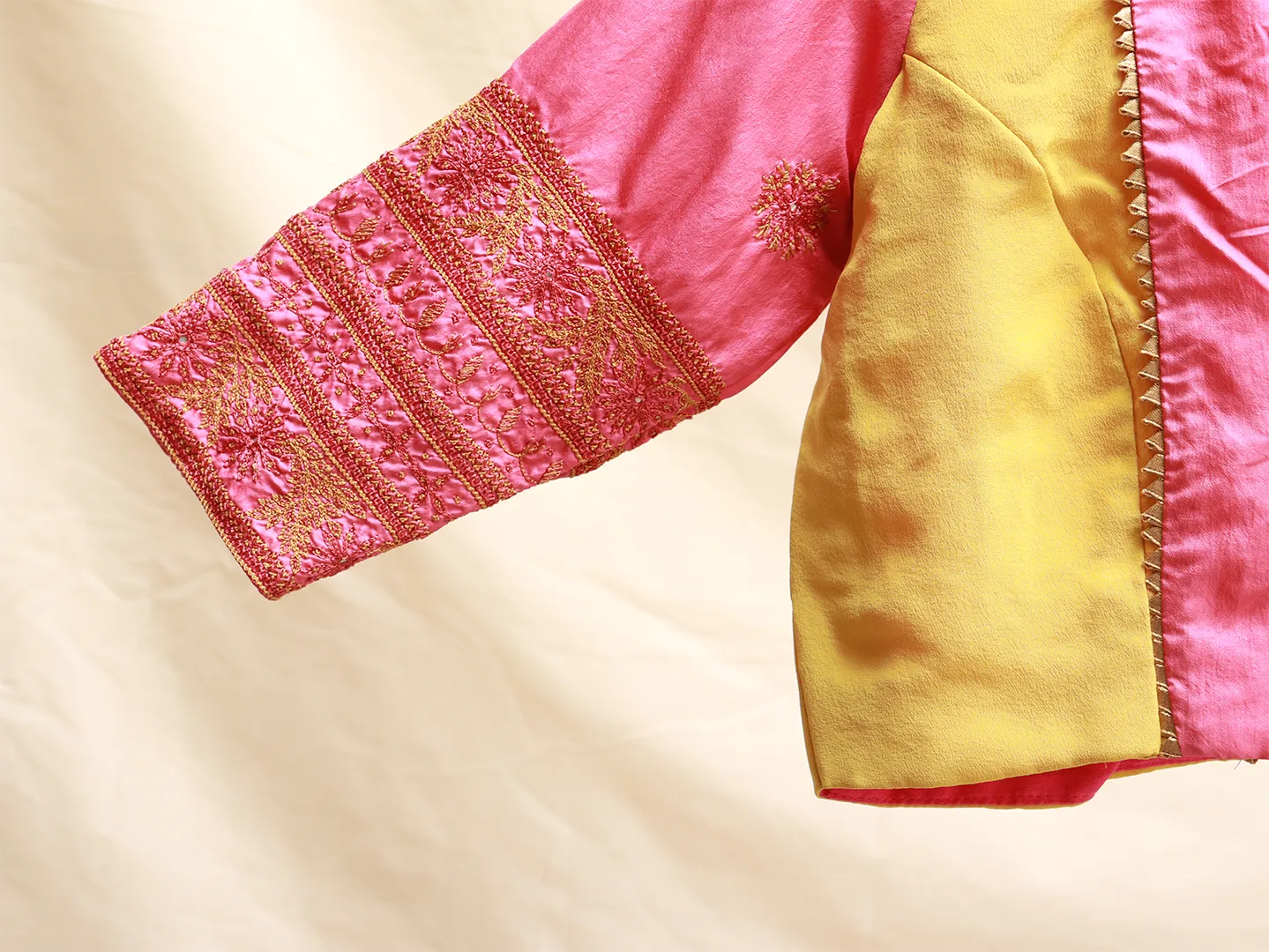 Rouge Pink and sunflower yellow blouse