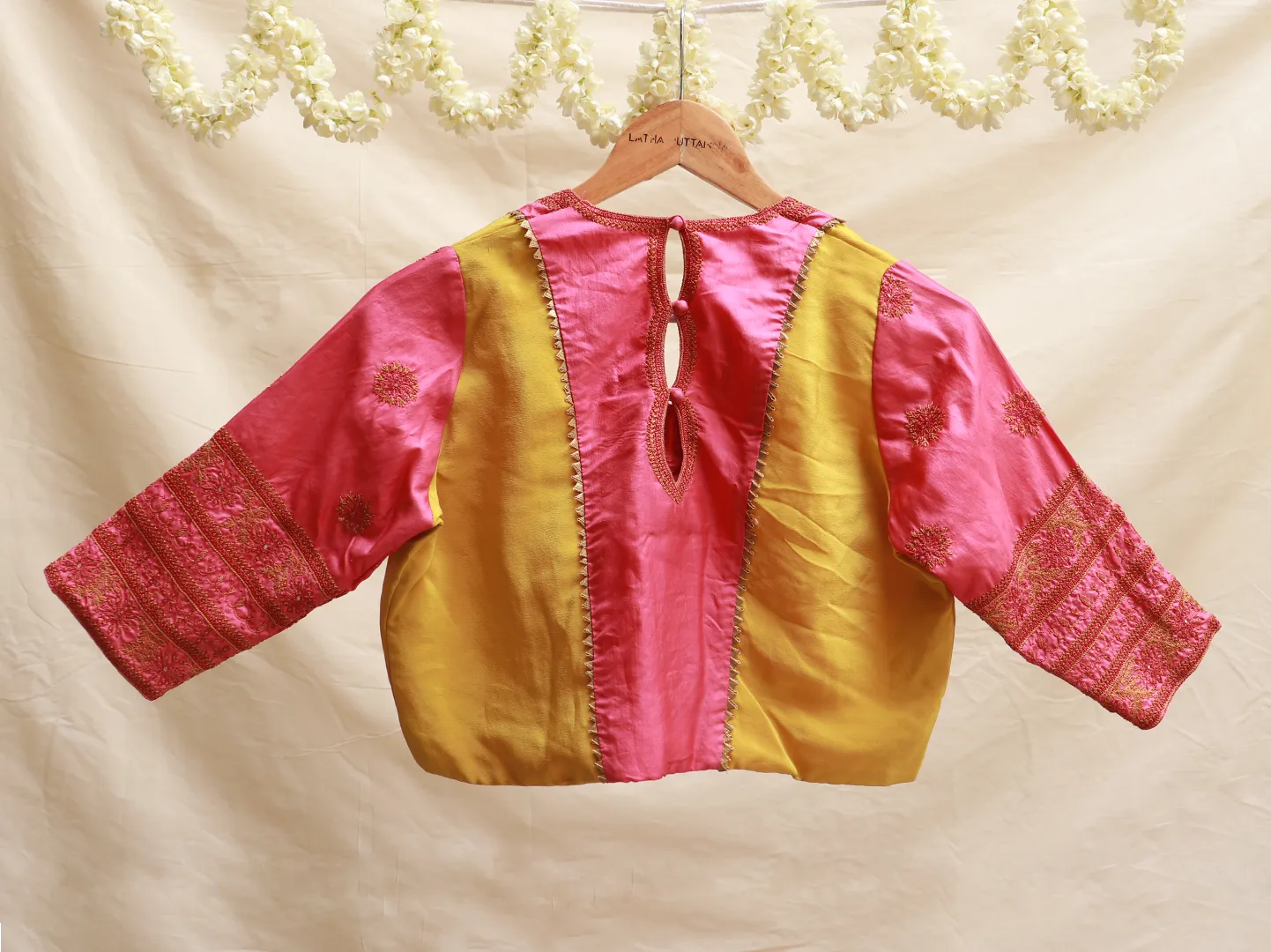 Rouge Pink and sunflower yellow blouse