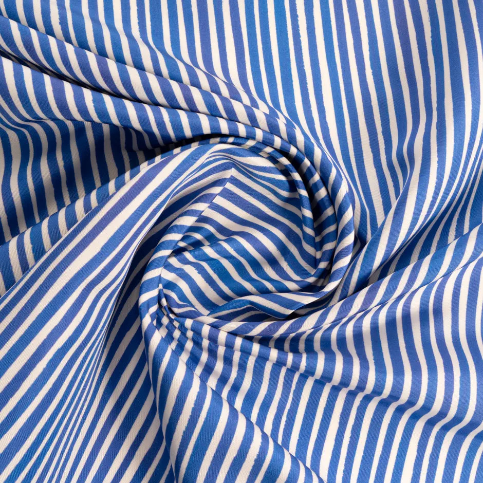 Royal Blue 'Striped' Pure Silk Ivory Faille