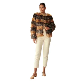 Royal Lily Faux Fur Stripes Jacket