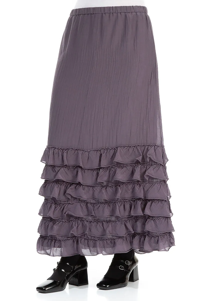 Ruffled Vintage Violet Silk Cotton Skirt