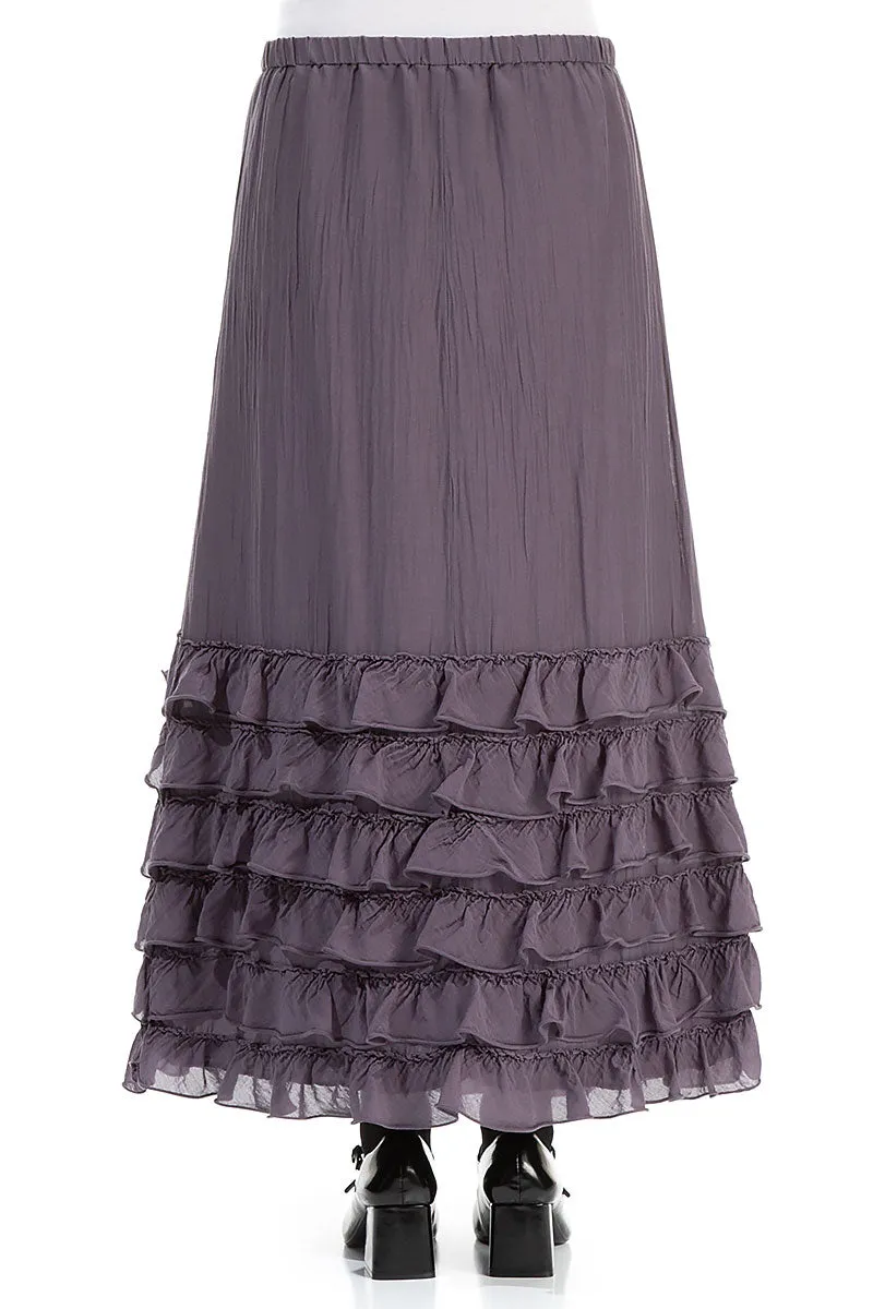 Ruffled Vintage Violet Silk Cotton Skirt