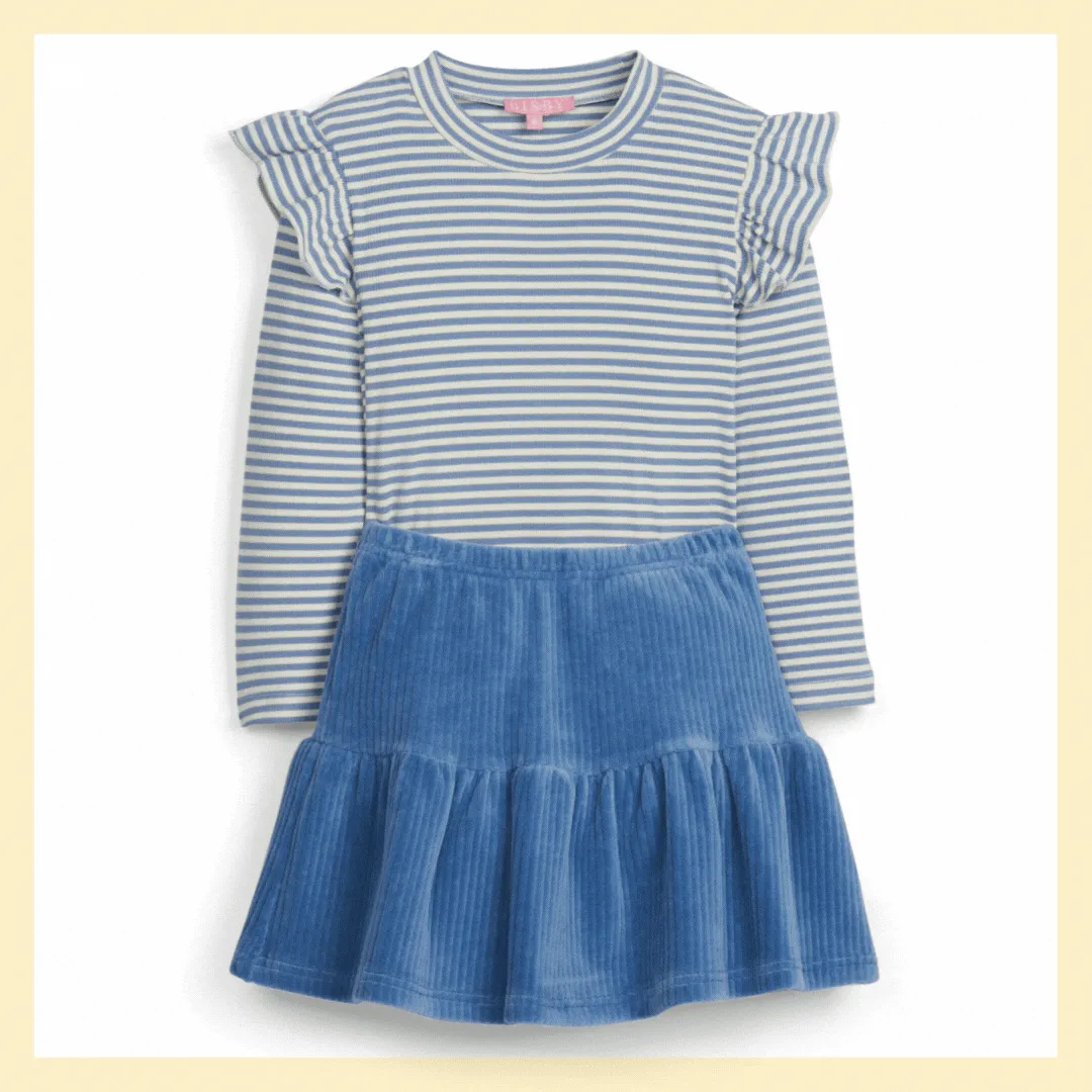 Sadie Top - French Blue Sparkle Stripe