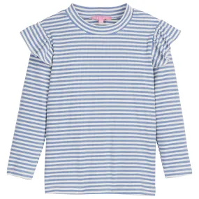 Sadie Top - French Blue Sparkle Stripe