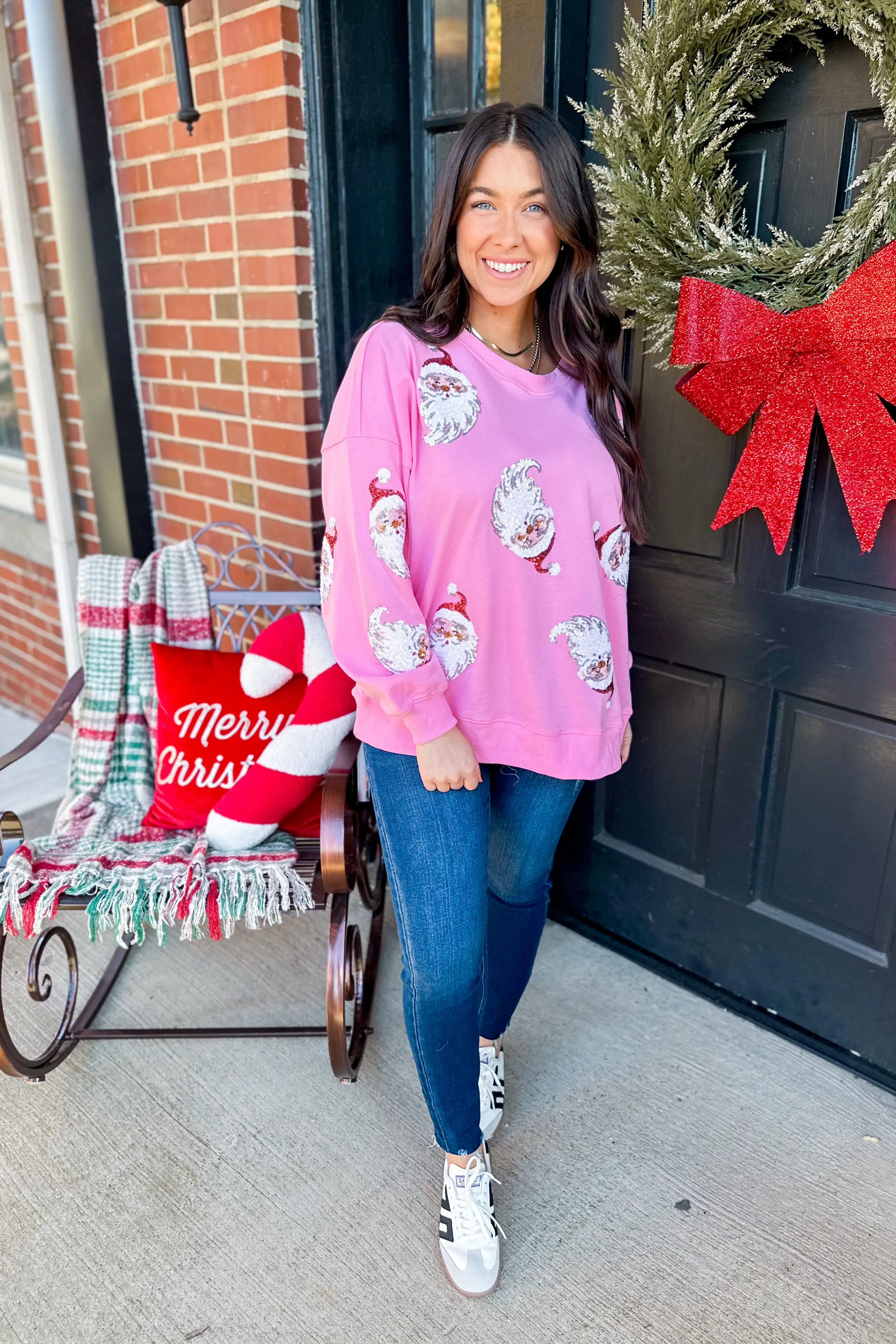 Santa Claus Sequin French Terry Long Sleeve Pull Over *FINAL SALE*