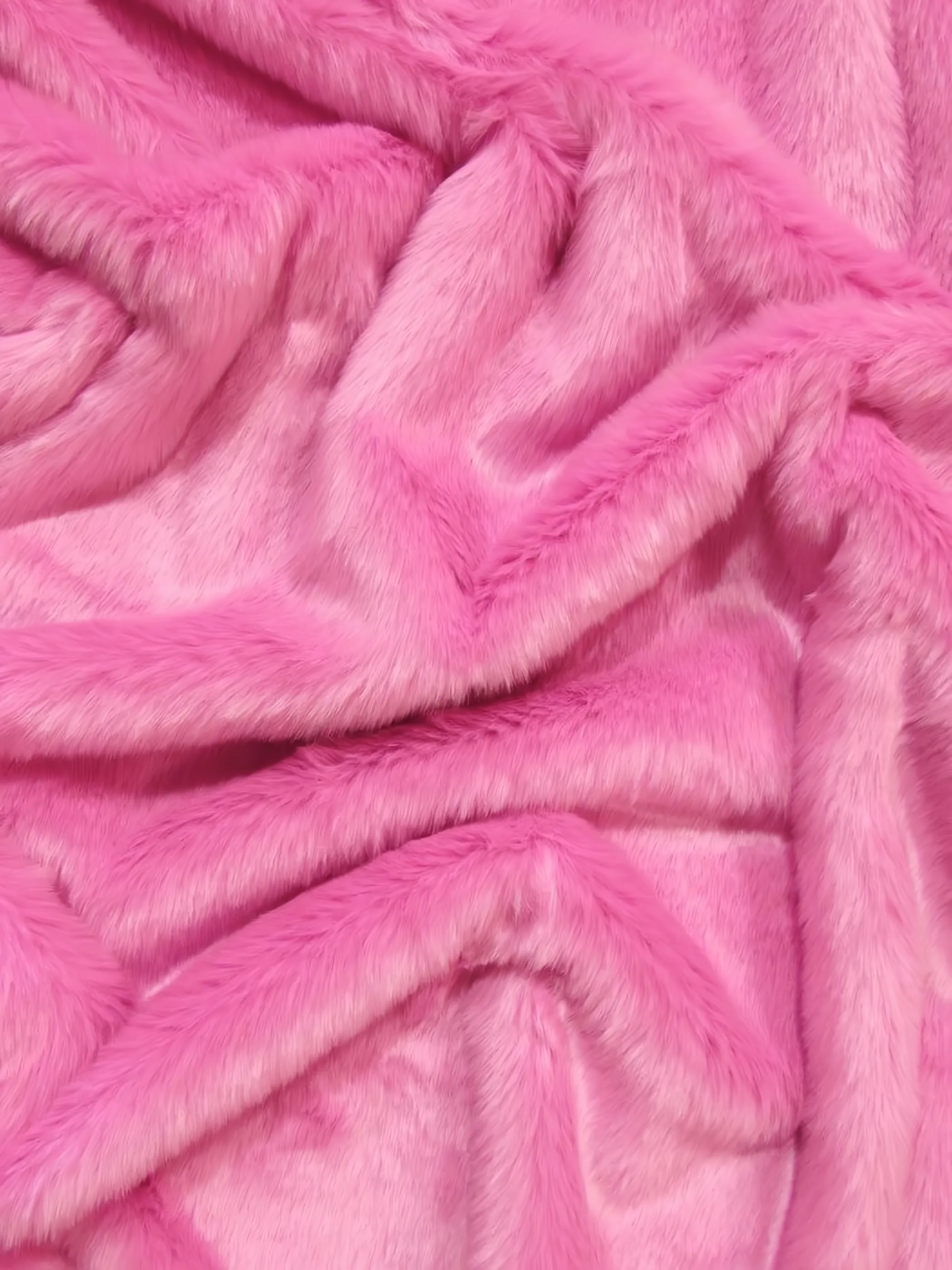 Short Shag Faux Fur Fabric / Bubble Gum / Sold By The Yard