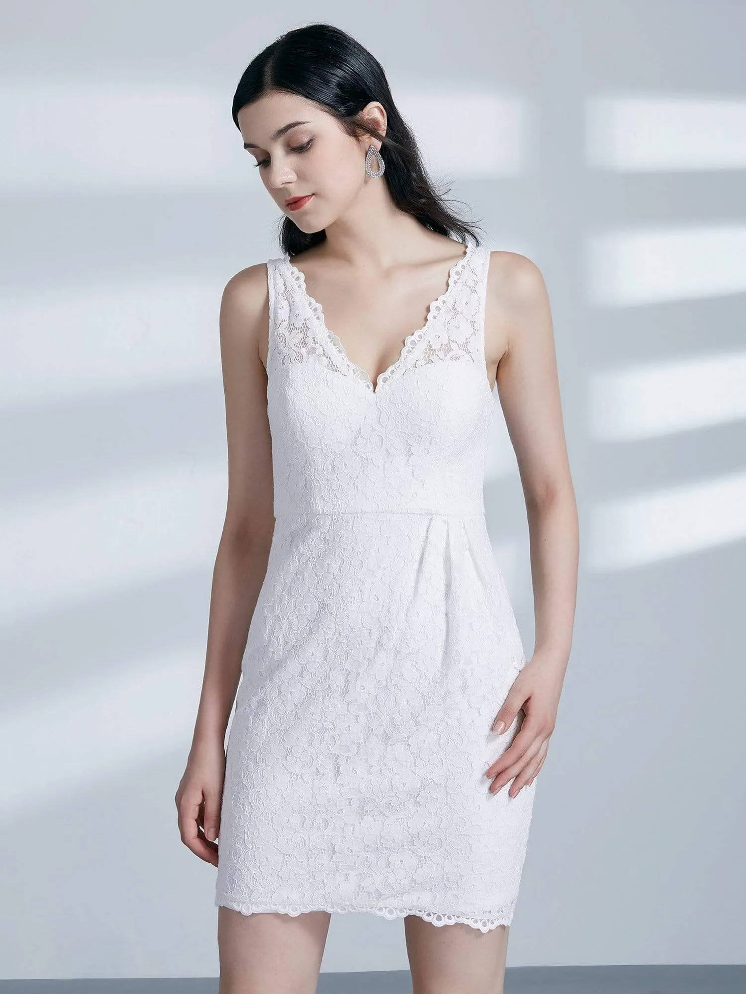 Short White Lace Cocktail Dress