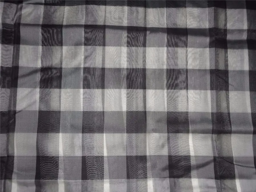 silk organza checks grey black and ivory color 44&quot;wide