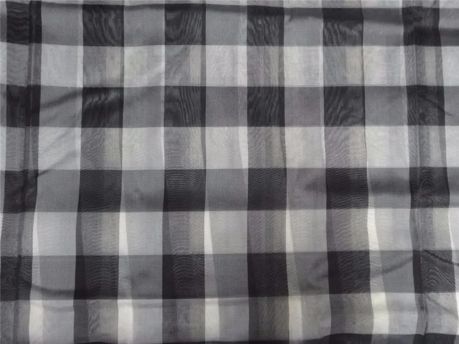 silk organza checks grey black and ivory color 44&quot;wide