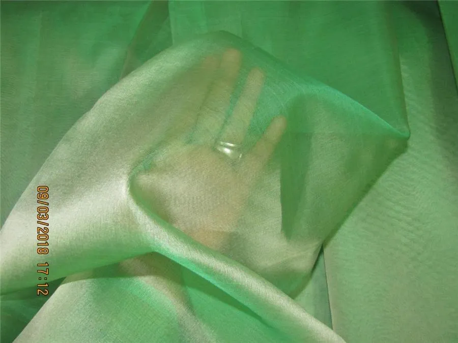 Silk Organza fabric iridescent green color 54" wide [8387]