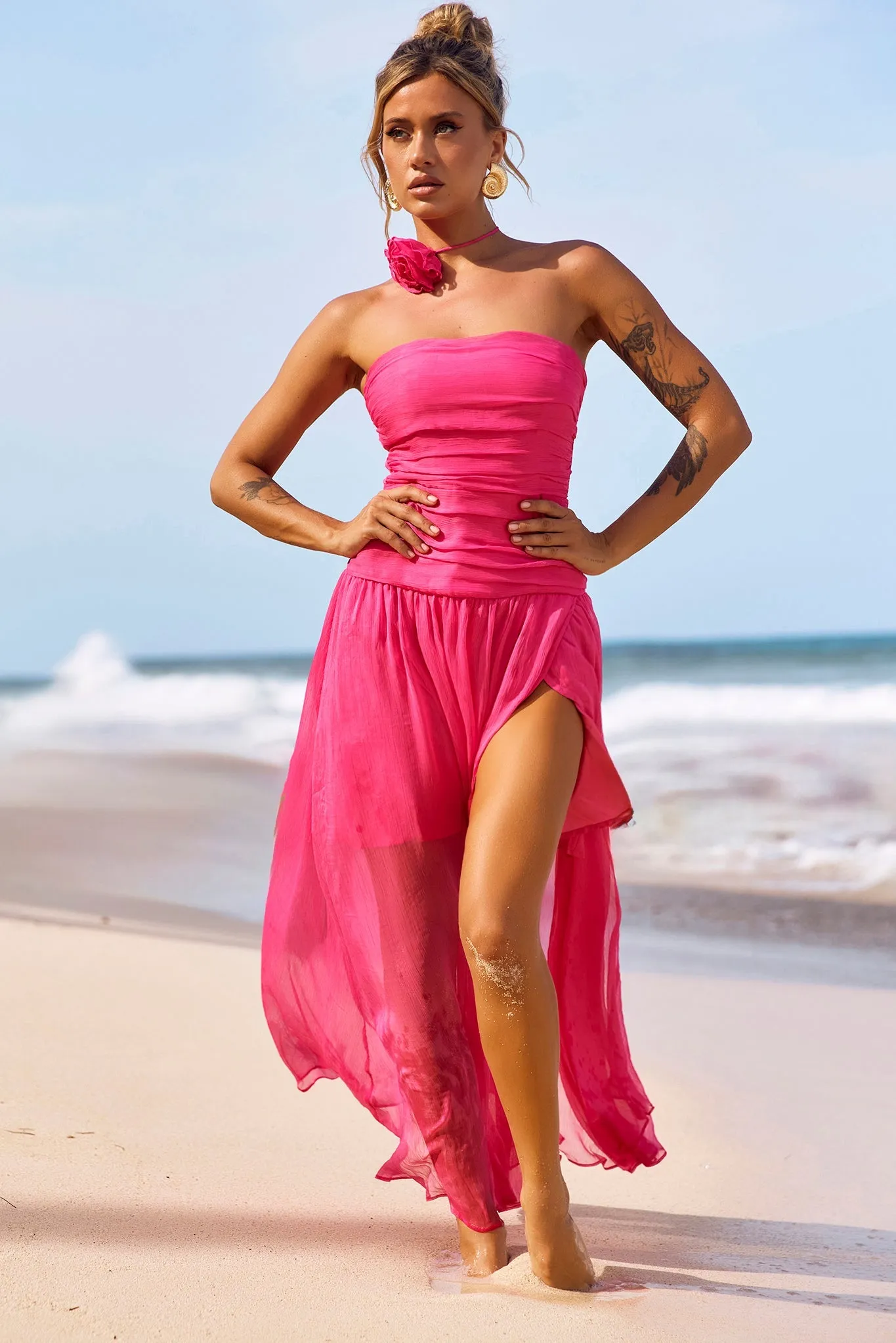 The Briana Maxi Dress - Hot Pink