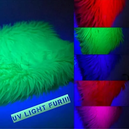 Turquoise UV Reactive Solid Shaggy Faux Fur Fabric / Sold By The Yard