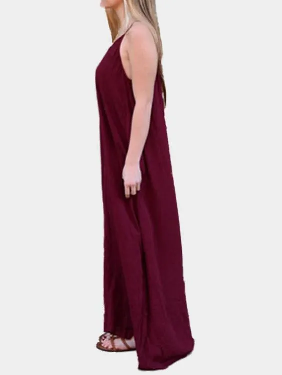 Wholesale Red V-Neck Sleeveless Maxi Dress